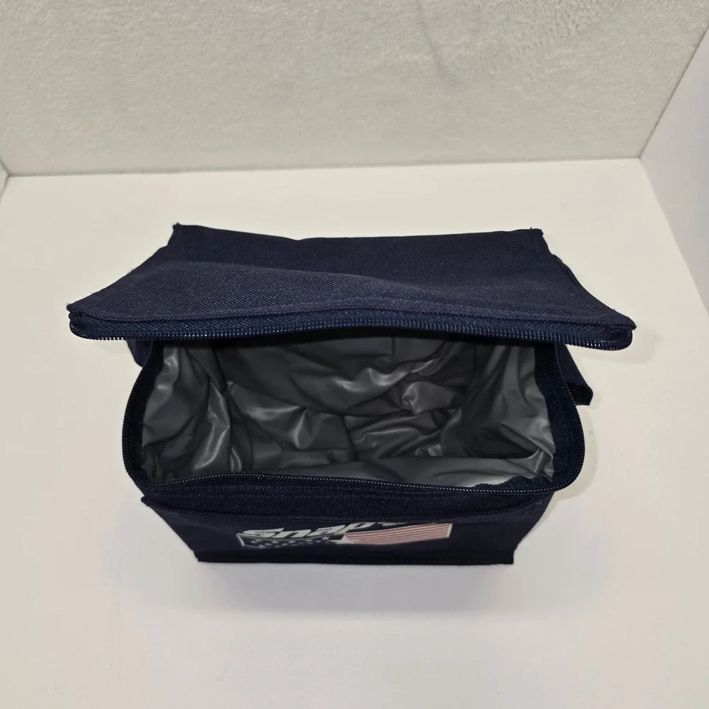 Snap-on Insulated Lunch Bag Cooler Zipper Navy USA‎ Logo Compact
